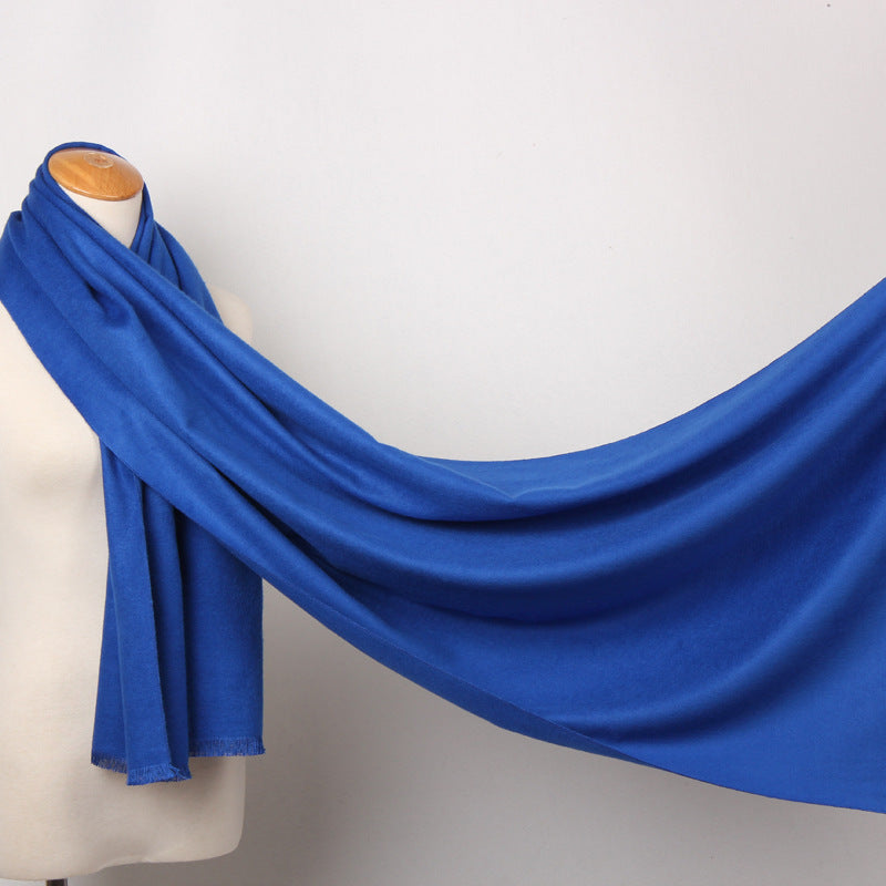 Solid Color Brushed Shawl Tassel Plus Size Thickening Annual Meeting Scarf