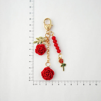 Fashion Camellia Alloy Door Latch Car Key Ring