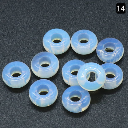 Cuentas de ágata de cristal natural de 4 mm con agujero grande de 5 x 10 mm y cuentas de jade