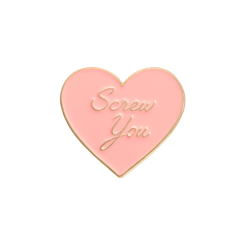 English Letters Love Brooch Cartoon