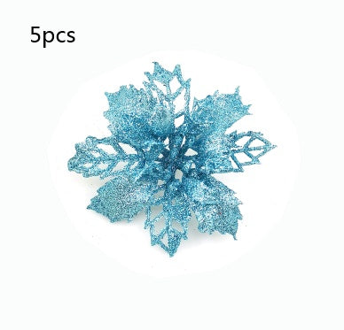 Glitter Artifical Christmas Flowers Christmas Tree Decorations For Home Fake Flowers Xmas Ornaments New Year Decor