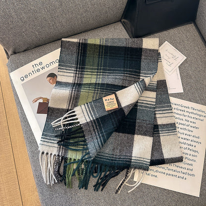 Pure Wool Plaid Scarf British Classic