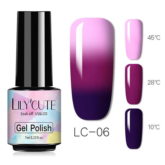 Esmalte de uñas que cambia de color con gel térmico