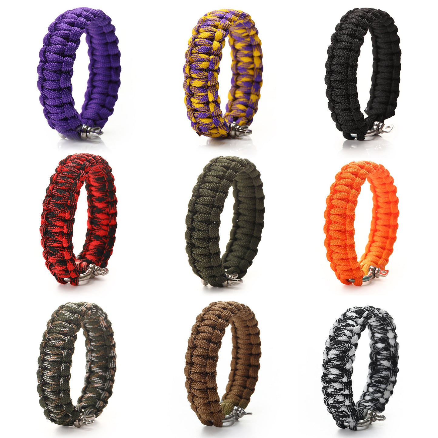 Pulsera de paracord con hebilla en forma de O para exteriores, pulsera de supervivencia tejida con cuerda de paraguas de siete núcleos