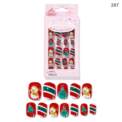 Christmas Cute Children Nails 24 Pieces Wearable