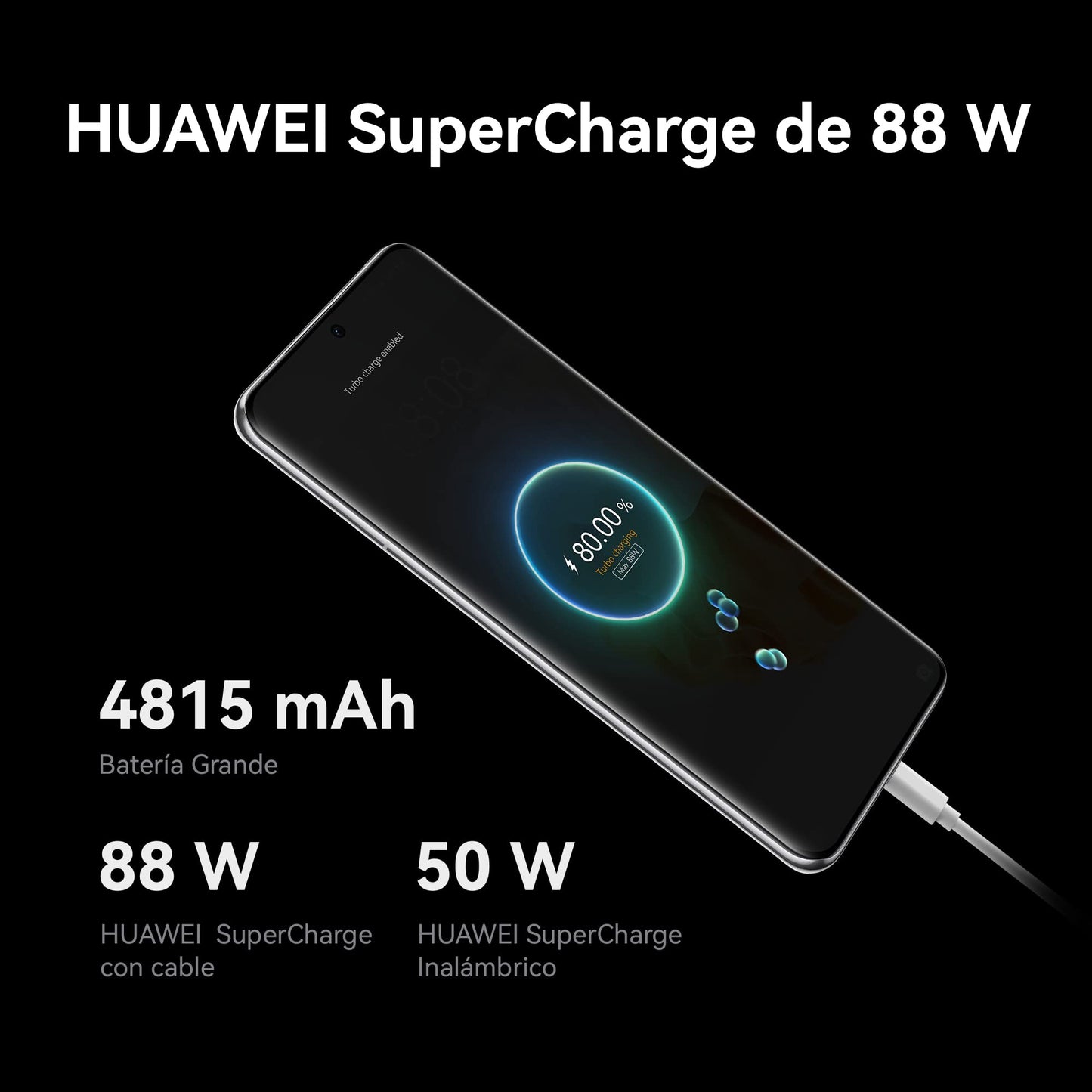 HUAWEI P60 Pro 8+256, Cámara de Ultra Iluminación con Apertura Ajustable, IP68, 88W, Negro 