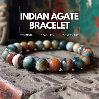 Pulsera de ágata india natural de 6 a 12 mm para mujer y hombre