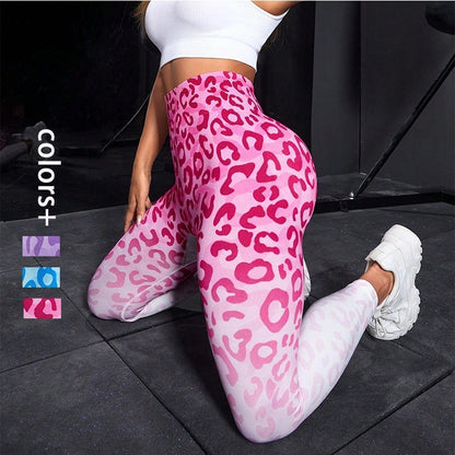 Seamless Cheetah Yoga Pants Tight High Waist Hip Lifting Female