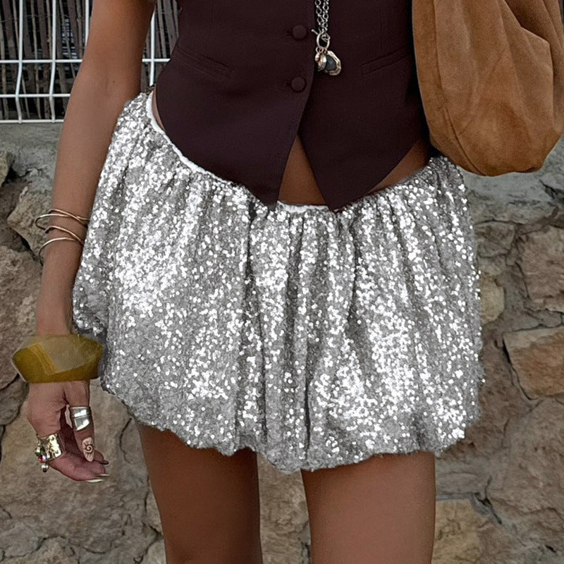 Fashion Street Hot Girl Sequined Bubble Skirt