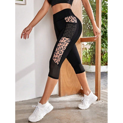 Female Leopard Splicing High Waist Yoga Pants