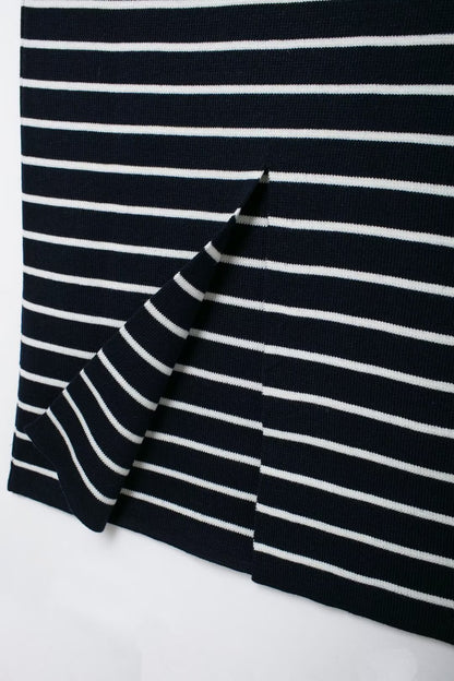 Women's Black Striped Knitted Skirt