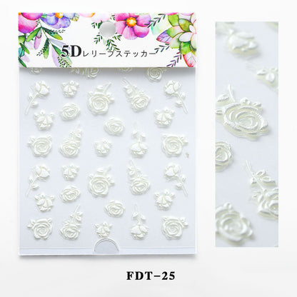 Pegatinas para uñas con relieve de la serie de flores