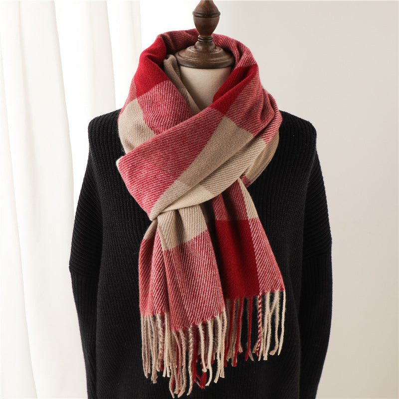 Thick Warm Outer Shawl Tassel South Korea Artificial Cashmere Scarf