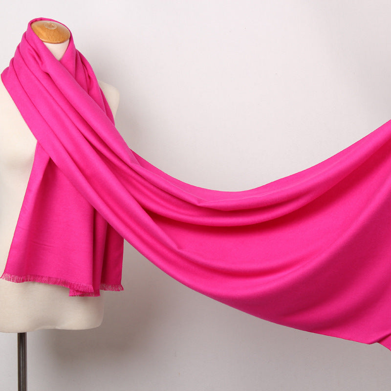 Solid Color Brushed Shawl Tassel Plus Size Thickening Annual Meeting Scarf