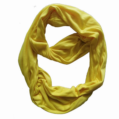 Creative Scarf Women's Solid Color Jersey Storage Zipper Pocket Scarf