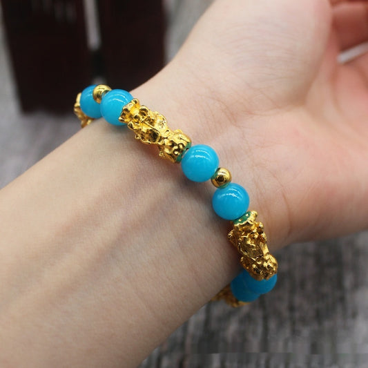 Pulsera Picchu bañada en oro de 8 mm Pulsera personalizada para mujer