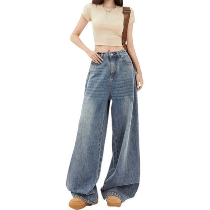 Women's High Waist Wide Leg Jeans Baggy Straight Trousers