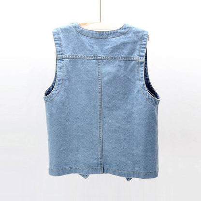 Spring And Summer All-matching Jeans Vest Women's Short Loose