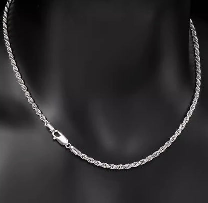 S925   Sterling Silver Plated Fried Dough Twists Chain Necklace For Men And Women