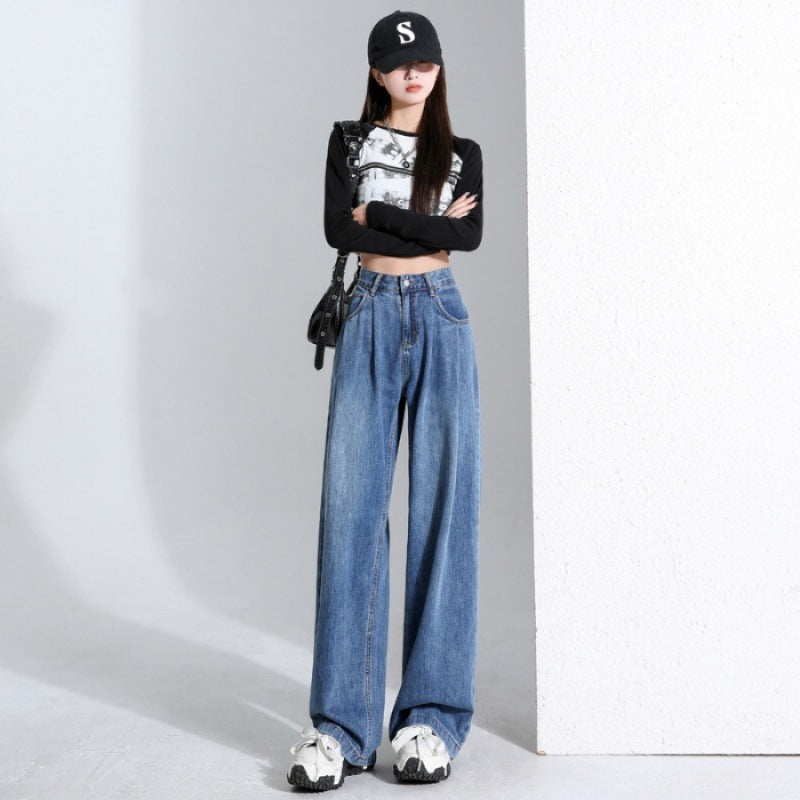 Retro High Waist Wide Leg Jeans For Women