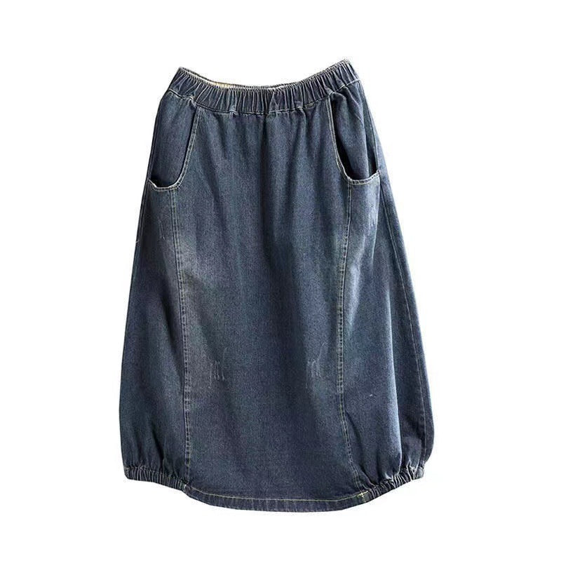 Vintage Denim Skirt Women's Elegant Long Dress Loose Skirt Women's