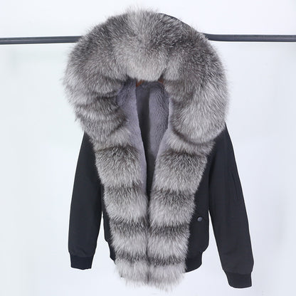 Female Inner Compartment Detachable Large Fur Collar Fur Coat