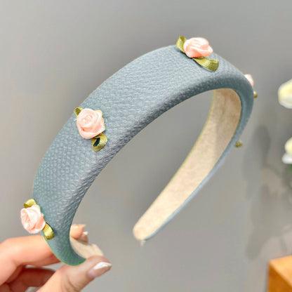 Mesh Pearl Small Flower Blue Color Face Wash Hair Bands Female