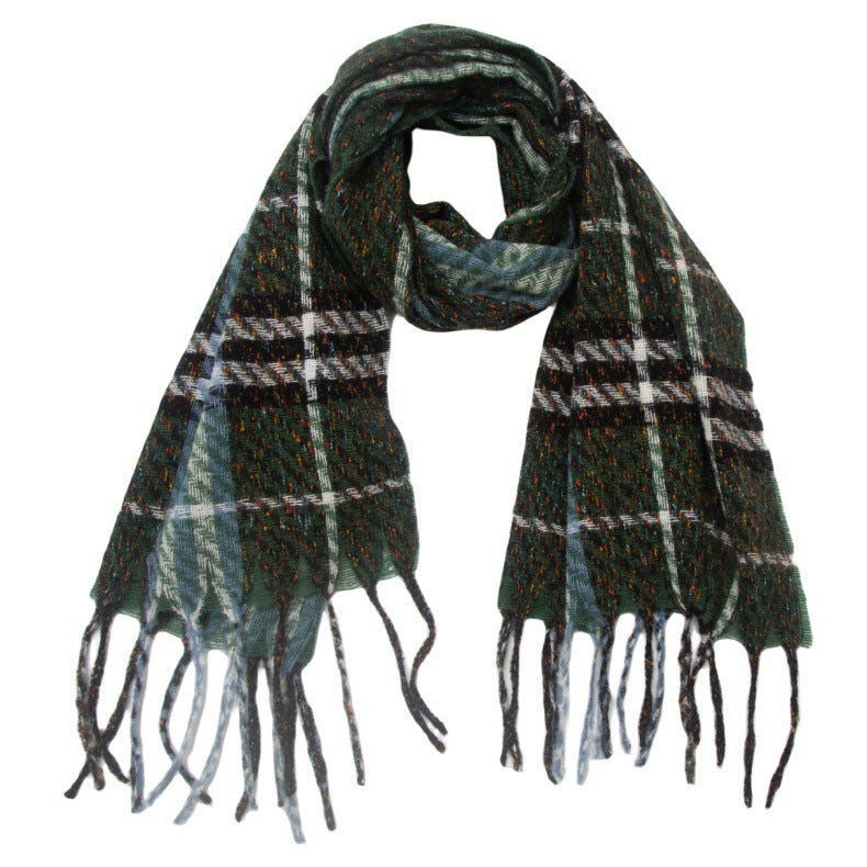 Men's And Women's Plaid Scarf Tassel Shawl