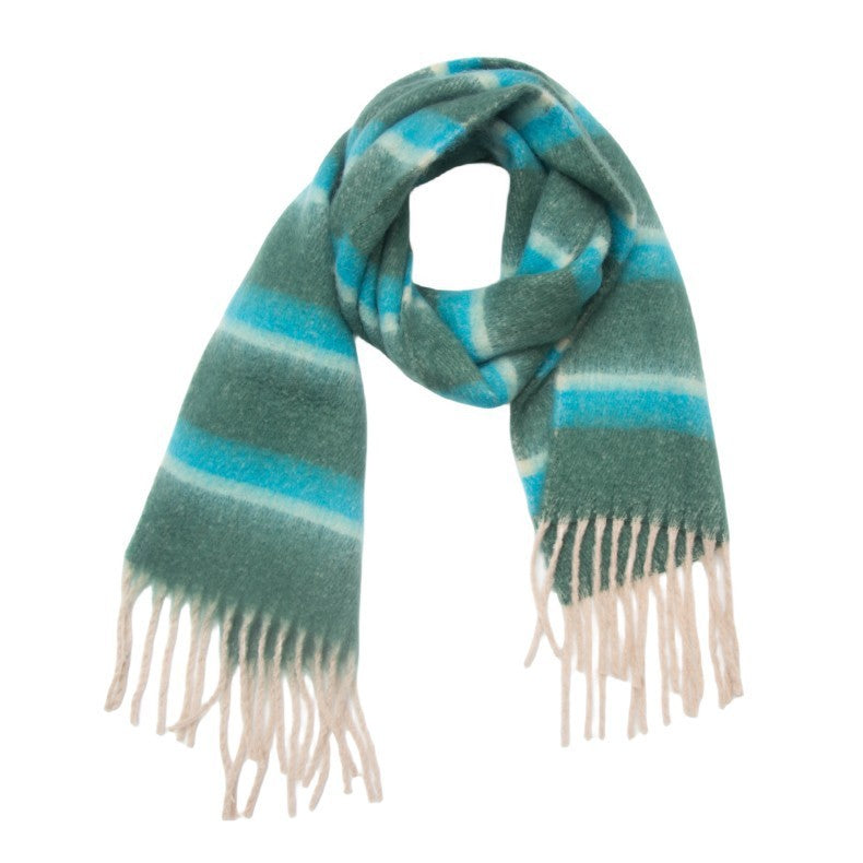 Men's And Women's Yarn Thick Tassel Striped Scarf