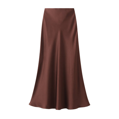 High-grade Draping Silky Satin Skirt For Women