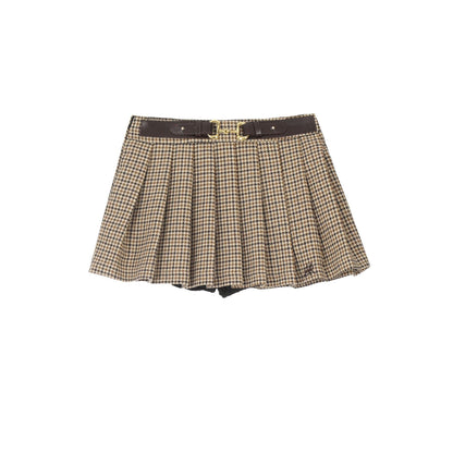 Women's Retro Houndstooth Pleated Skirt