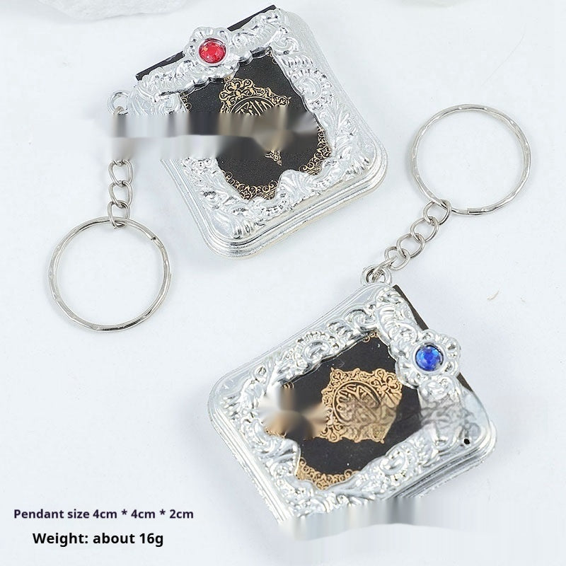 Retro Small Sutra Text Keychain Pendant English Diamond Pendant