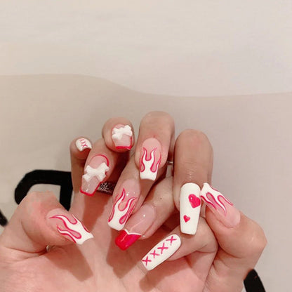 Flame Bow Wear Nail Finished Patch Removable