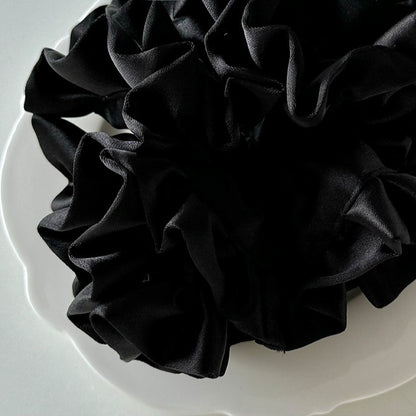 Satin Pleated Headdress Flower Large Full Hydrangea Hair Ring