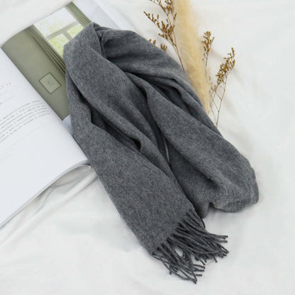 Solid Color High-grade Versatile Winter Thickened Wool Scarf For Women