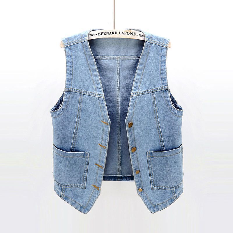 Spring And Summer All-matching Jeans Vest Women's Short Loose