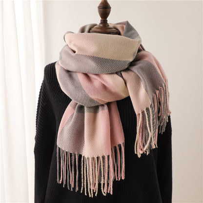 Thick Warm Outer Shawl Tassel South Korea Artificial Cashmere Scarf