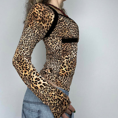 Top sexy con estampado de leopardo que favorece el pecho para mujer de American Hot Girl