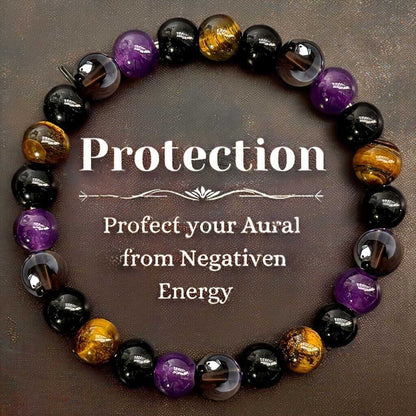 Bracelet Tigereye Tea Crystal Amethyst