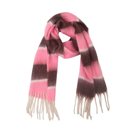 Men's And Women's Yarn Thick Tassel Striped Scarf