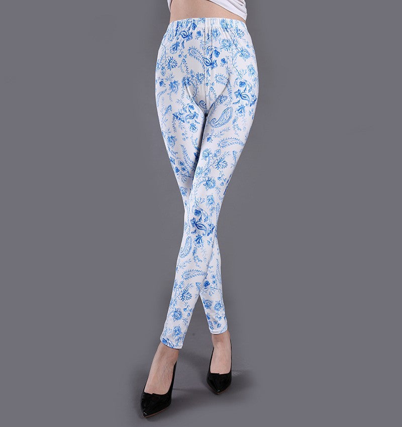 Leggings estampados de seda con leche para primavera y verano para mujer