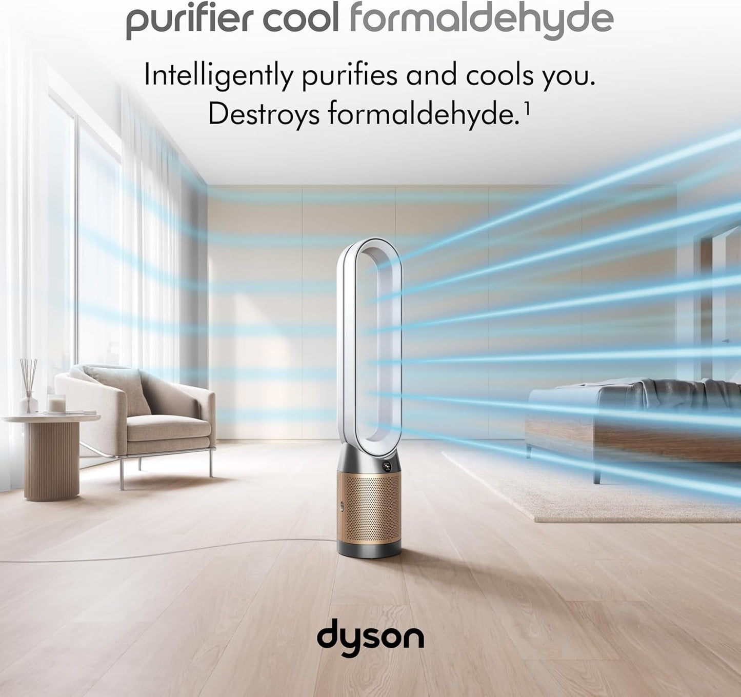 Dyson, Purificador Cool Formaldehyde TP09, Purificador + Ventilador, Detecta y Destruye el Formaldehído, Blanco/Dorado, 497043-01 