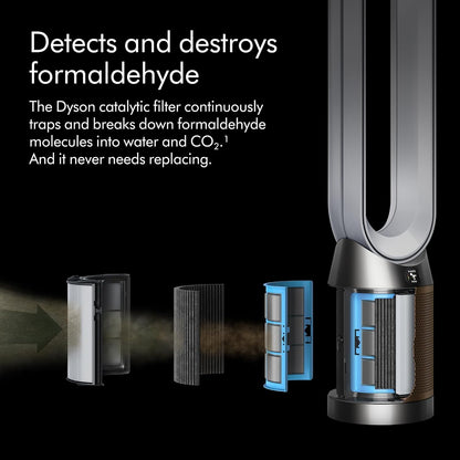 Dyson, Purificador Cool Formaldehyde TP09, Purificador + Ventilador, Detecta y Destruye el Formaldehído, Blanco/Dorado, 497043-01 