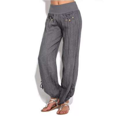 New Loose Button Decorations Casual Wide-leg Trousers Women