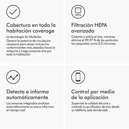 Dyson, Purificador Hot+Cool Formaldehyde HP09, Calentador + Ventilador, Detecta y Destruye el Formaldehído, Blanco/Dorado, 379427-01