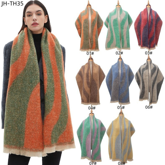 European And American Autumn And Winter Circle Yarn Jacquard Scarf