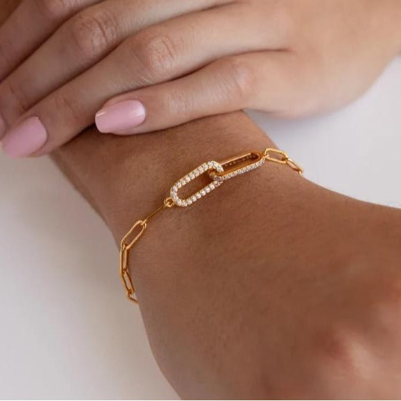 Pulsera con símbolo infinito de circonitas con incrustaciones de cobre para mujer