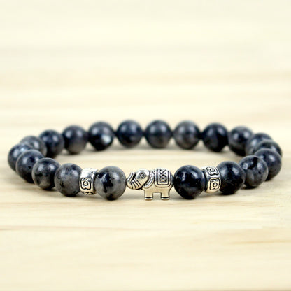 8mm Natural Volcanic Rock Colorful Stone Elephant Bracelet For Men