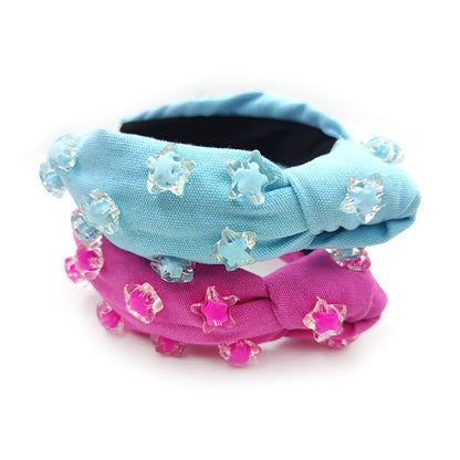 Cute Hairware Hand-stitched Five-pointed Star Solid Color Wide-brimmed Holiday Party Headband