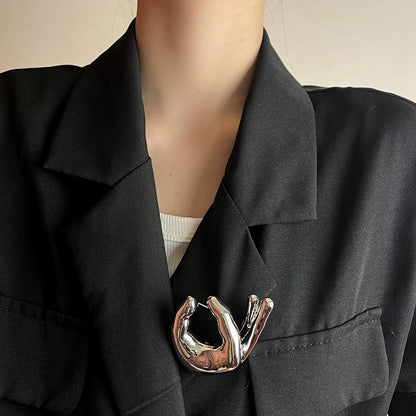 Metal OK Gesture Brooch Fashion All-match Pin Clothes Accessories